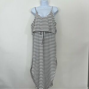 CUPSHE White Black Stripe Scoop Neck Sleeveless Maxi Dress Coverup